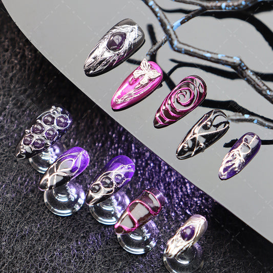 Hot Sale Wear Nail Tip Purple Mysterious Dark Punk Y2K Millennium Hot Girl Phantom Cool Advanced Styling Manicure