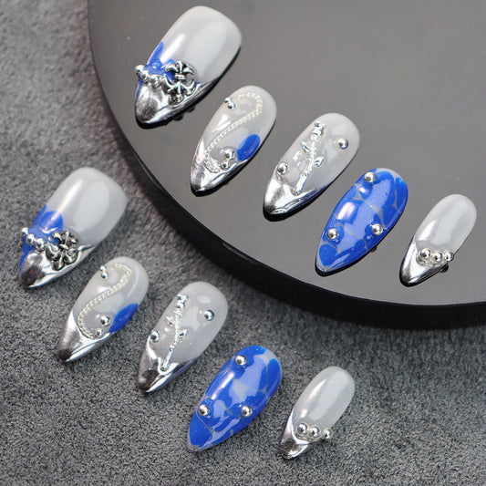 Factory Wear Armor Nail Stickers Metallic y2k Mechanical Feeling Cold Simple Handmade Manicure Replaceable Wearable Nail