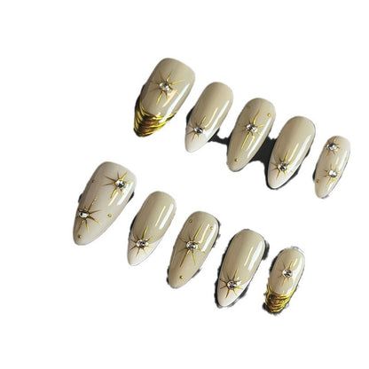 Hot Selling European and American Autumn New High Quality Almond Nail Short Almond Medium Almond Handmade Wear Nail