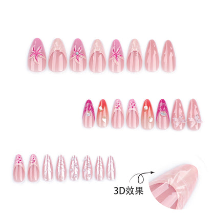 Three-Dimensional Butterfly3D Manicure Wear Nail French Gradient Fake Nails Nail Patch Flower Pearl Nail Tip Finished Product