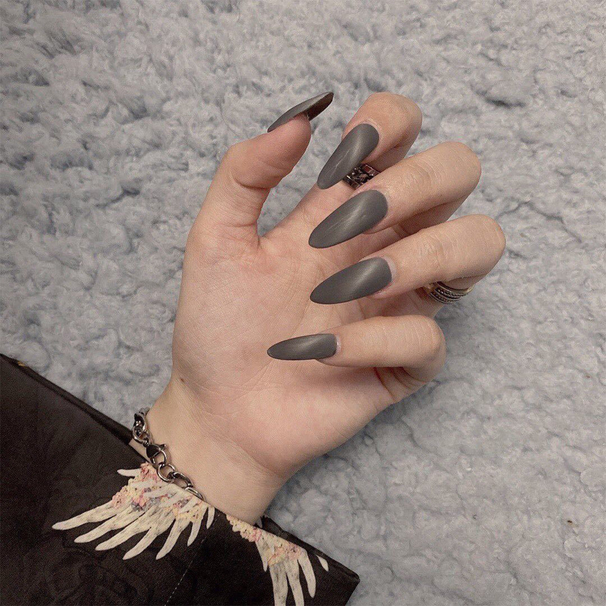 Frosted Gray Cat's Eye Nail Stickers Fake Nails Wear Nail Beauty Nail Patch Waterproof Removable Nail Tip