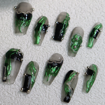 European and American Metallic Rock style Wear a Chain Green Sweet Cool Hot Girl INS Wind Nail Stickers