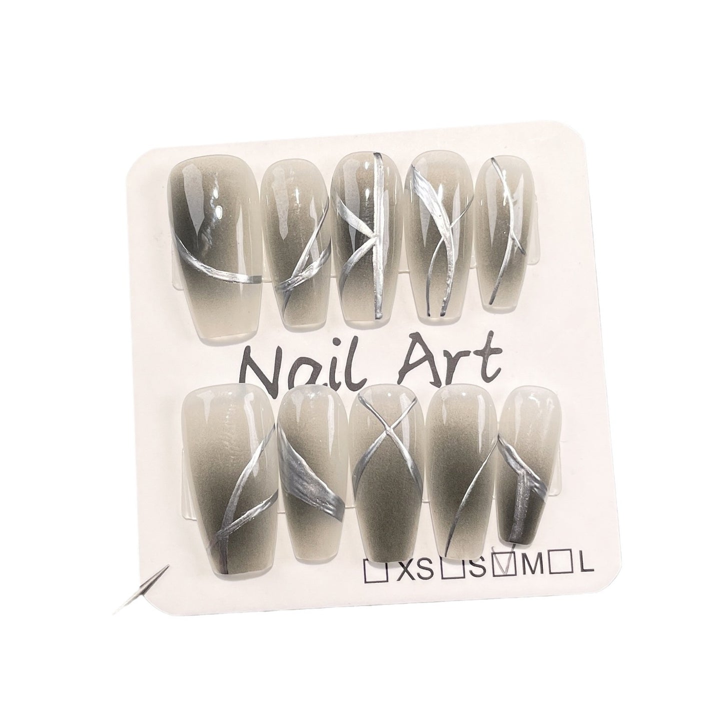 Hand-Worn Nail Spray Gun Black Chin Hand-Painted Irregular Lines Metal Advanced Sense Manicure Wearable Nail Sticker