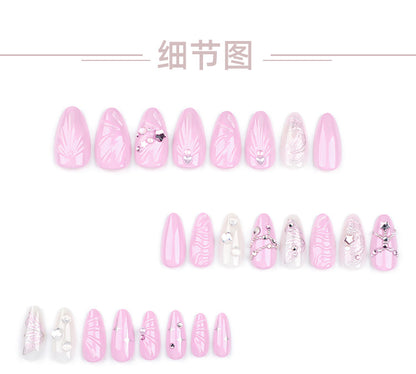 Sweet Pink XINGX Nail Art3D Marine Shell Wear Armor Three-Dimensional Butterfly Rhinestone Nail Tip fake nails