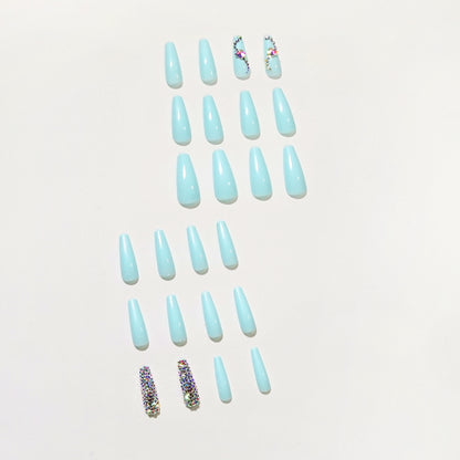 Wearing Nail Full Diamond Series Manicure Tiffany Blue Nail Patch nails Exclusive for Cross-Border Wear Armor Wholesale