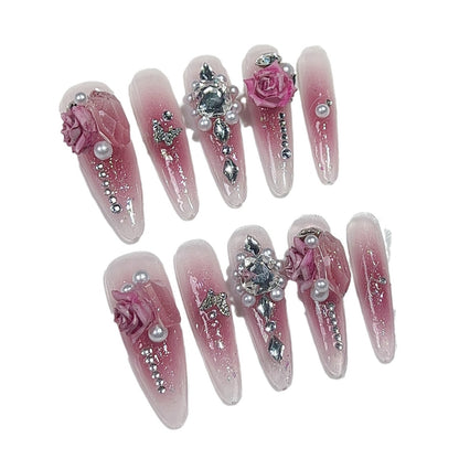 【Dyed Nail】Handmade Wear Nail Ice Transparent Blush Nail Sweet Pure Temperament Long Nail Stickers Detachable