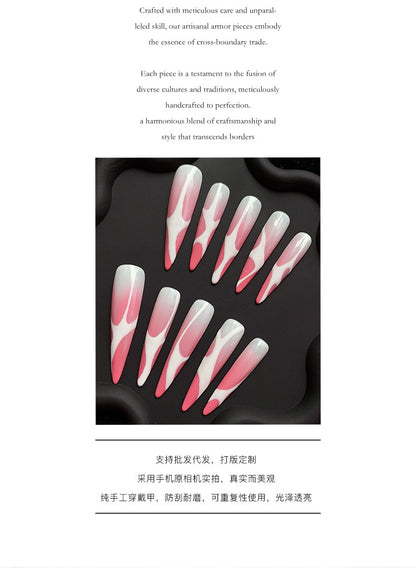 Elegant Gradient Pink and White Dreamy Fashion Trend Nail Shaped Piece