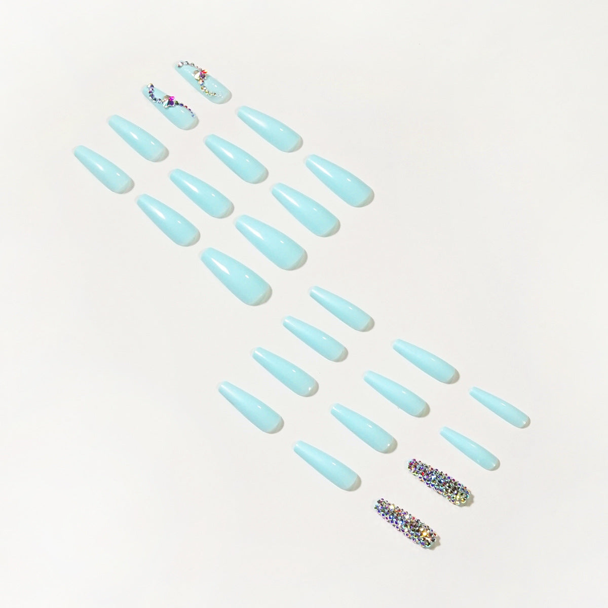 Wearing Nail Full Diamond Series Manicure Tiffany Blue Nail Patch nails Exclusive for Cross-Border Wear Armor Wholesale