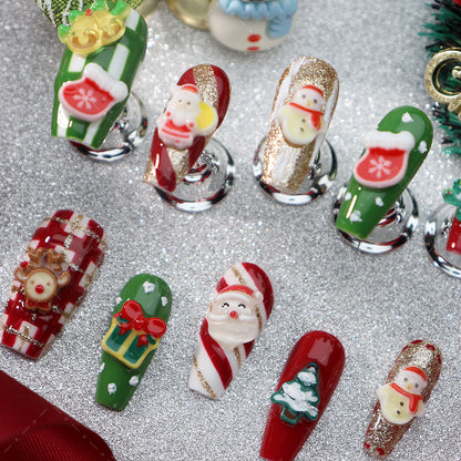 New Autumn and Winter Atmosphere Christmas Wear Armor Elk Christmas Tree Snowman Santa Claus Gift Nail Stickers