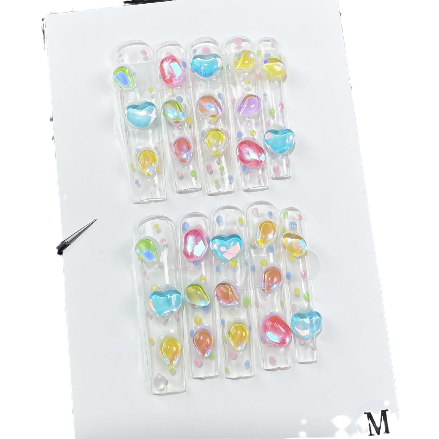 Macaron Ice Transparent Hand-Worn Nail Cross-Border European and American Super Long Water Pipe Nail Stickers Wearable Nail Sticker