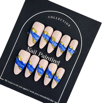 Frozen Quicksand Handmade Wear Nail Tip Nail Stickers High-Grade Summer New Overseas Cross-Border Hand-Painted