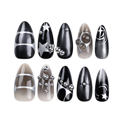 XINGX Pearl Almond Wear Armor Advanced Dark Hot Girl Fake Nails Removable Europe and America Cross Border Nail Tips