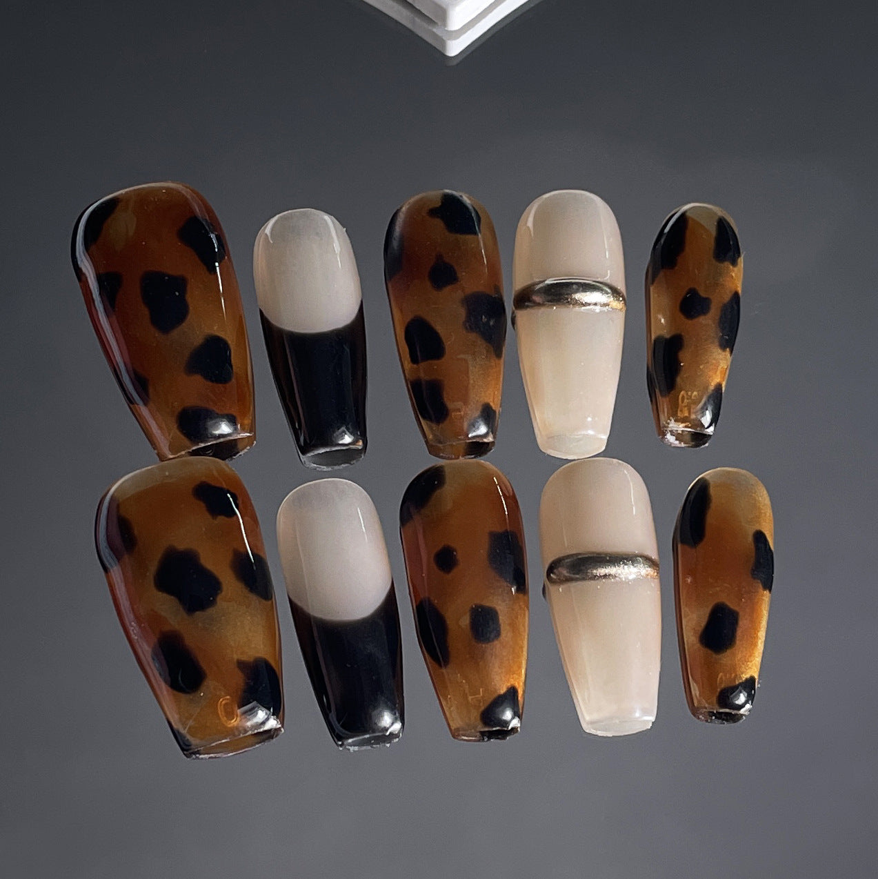 Handmade Wear Armor Leopard Print French Nail Stickers Wearable Nail Sticker Nail Sticker Detachable