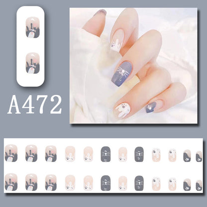 Wear Nail Beauty Nail Piece Sweet Fairy Nail Shaped Piece Cute Girl Pure Desire Blush Nail Ice Transparent New Fake Nails