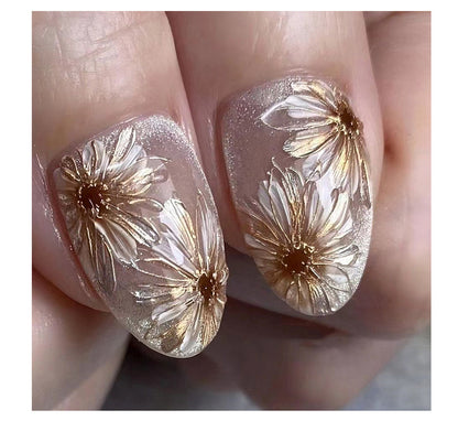 Nude Flower Wear Nail Wholesale3D Short Short Tip High-Grade Manicure Wearable Nail Tip Finished Product Fake Nails