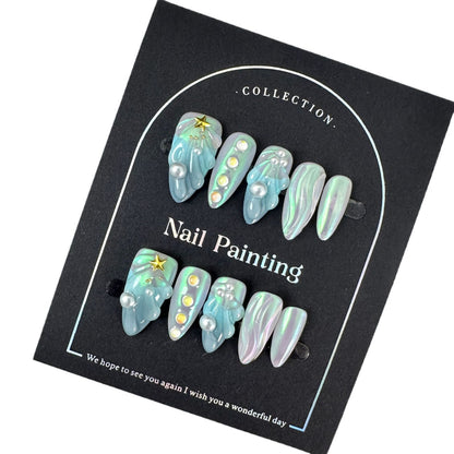 HAILANG Shell Nail Stickers Wear Nail Tip High-Grade Summer Europe and America Cross Border Straight Hair Handmade Pure Summer