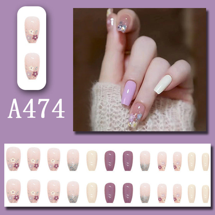 Wear Nail Beauty Nail Piece Sweet Fairy Nail Shaped Piece Cute Girl Pure Desire Blush Nail Ice Transparent New Fake Nails