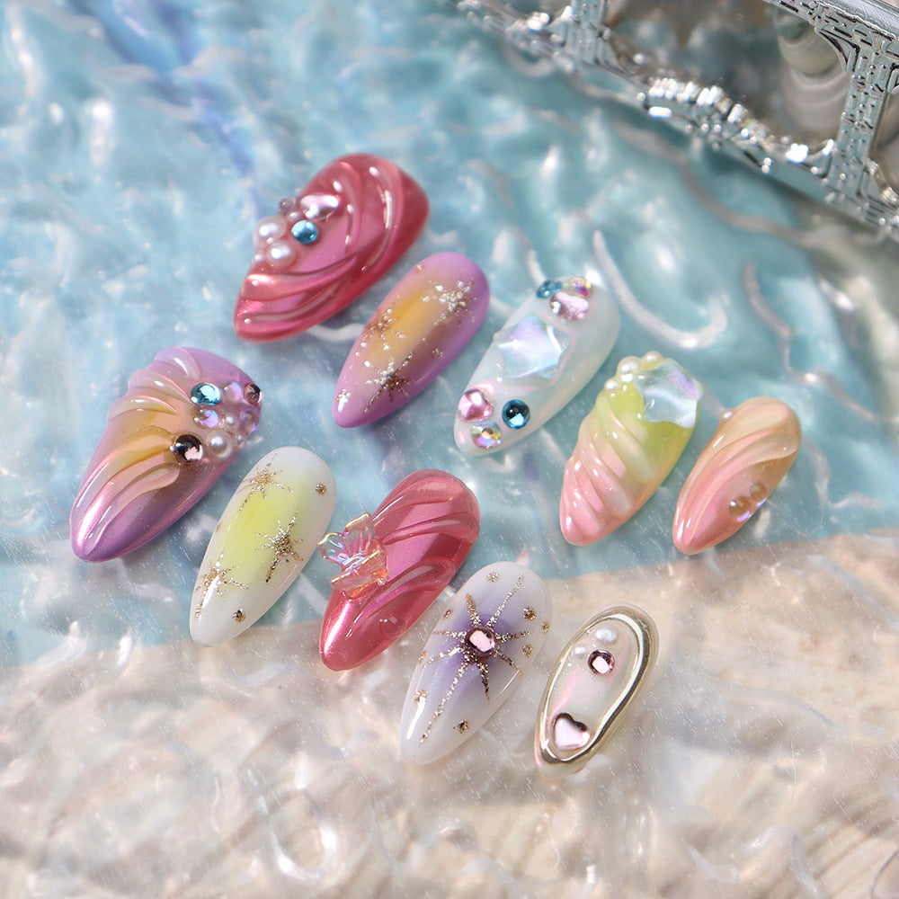 New Nail Beauty Patch Wear Armor Summer Handmade Hot Three-Dimensional Color Marine Detachable UV Nail