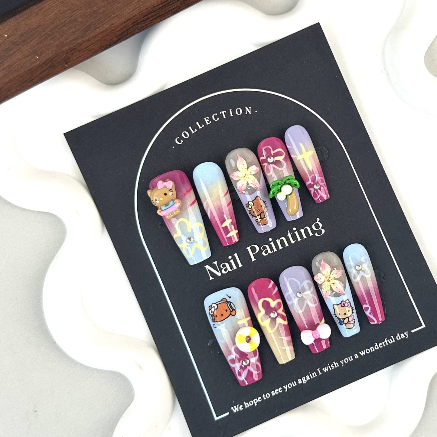 【Popular】Coconut Hand Pinch Petals Wear Nail Tip High Sense Autumn Nail Stickers Cross-Border Wholesale