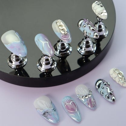 New Product Nail Beauty Patch y2k Chain Silver Star River Fairy Purple Phantom Nail Wear Nail Patch ins Wind Detachable