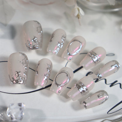 Secret Simple High-Grade Hand-Worn Armor High Quality Silver Magic Mirror UV Nail Beauty Temperament Fake Nail Tip