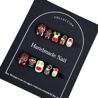 Christmas Style Ornament Handmade Wear Nail Tip Nail Stickers Overseas Cross-Border Finished Products Wholesale