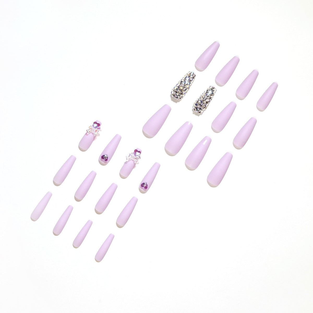 Wisteria Purple Nail Patch Full Diamond Wearing Nail Bow Nail Stickers Sweet Style Nail Tip Cross-Border Nail Tip Wholesale