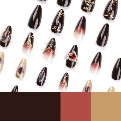 European and American Wear Nail Relief Cross Nail Art Virgin Portrait Nail Art Piece Love Gem Dark Brown Nail Tip Wholesale