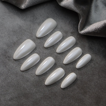 Solid Color European and American Style Metal White Wear Armor Almond-Shaped Fashion All-Matching Nail Stickers ins Wind