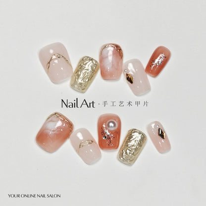 Handmade Wear Armor Advanced Texture White Cute Nail Stickers Short Hand-Made Blooming Fake Nail Tip Wholesale