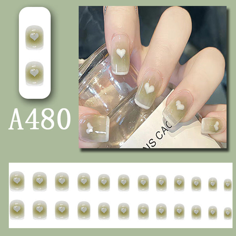 Wear Nail Beauty Nail Piece Sweet Fairy Nail Shaped Piece Cute Girl Pure Desire Blush Nail Ice Transparent New Fake Nails