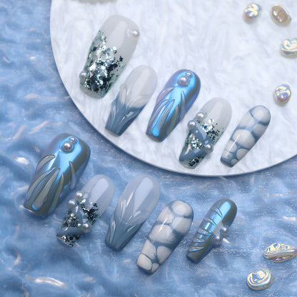 New Nail Beauty Patch Wear Armor Advanced Fresh Popular Three-Dimensional Shell Pearl Ocean Series One Piece Dropshipping