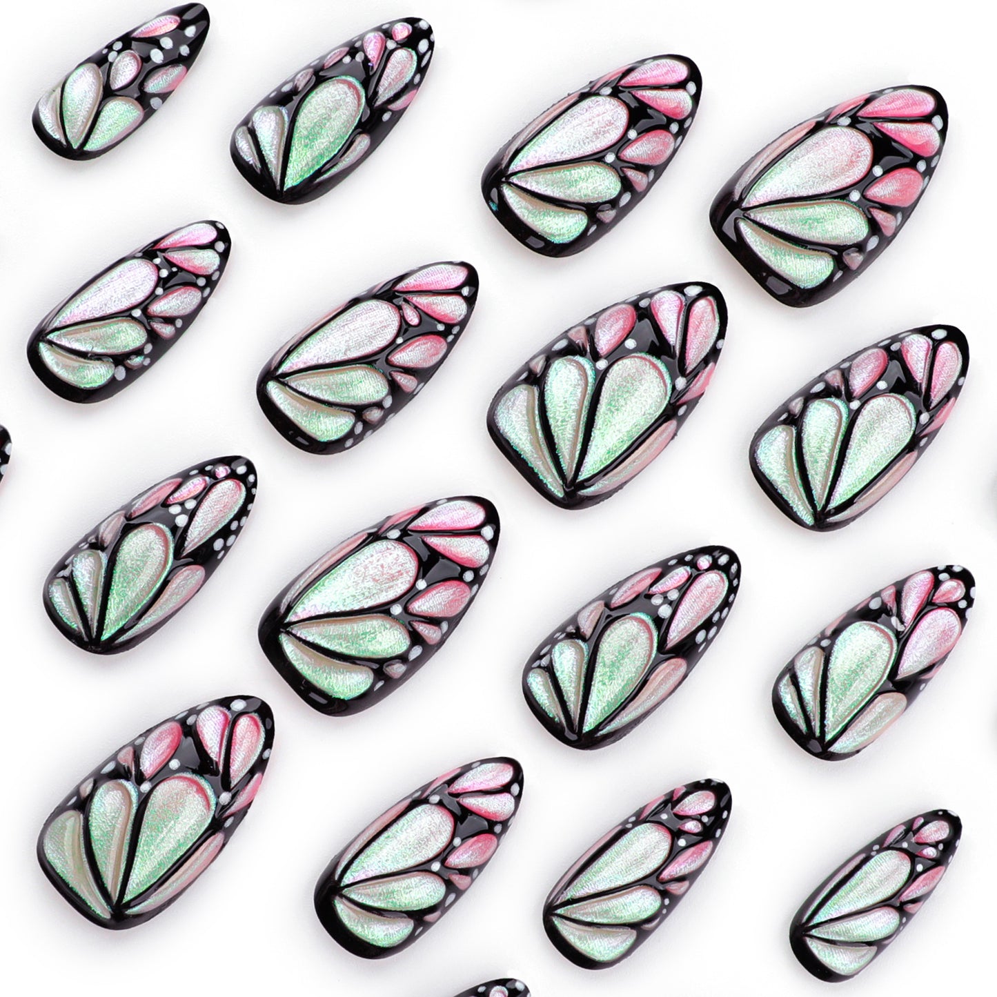 3D Butterfly Wear Nail Color Changing Pearl Powder Gradient Nail Art Fake Nails fake nails Repeat Nail Tip Wholesale