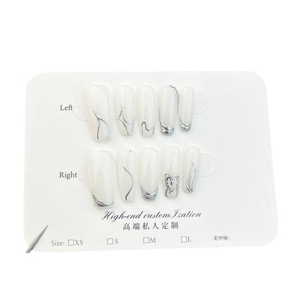 Handmade Wear Armor Advanced Temperamental Cold Style Mid-Length Nail Stickers Reusable Fake Nails Wholesale