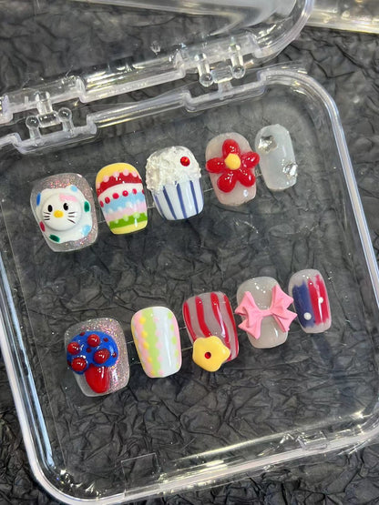 Plastic Style Hand-Painted Handmade Wear Nail Tip Nail Stickers High Sense Summer New Overseas Cross-Border