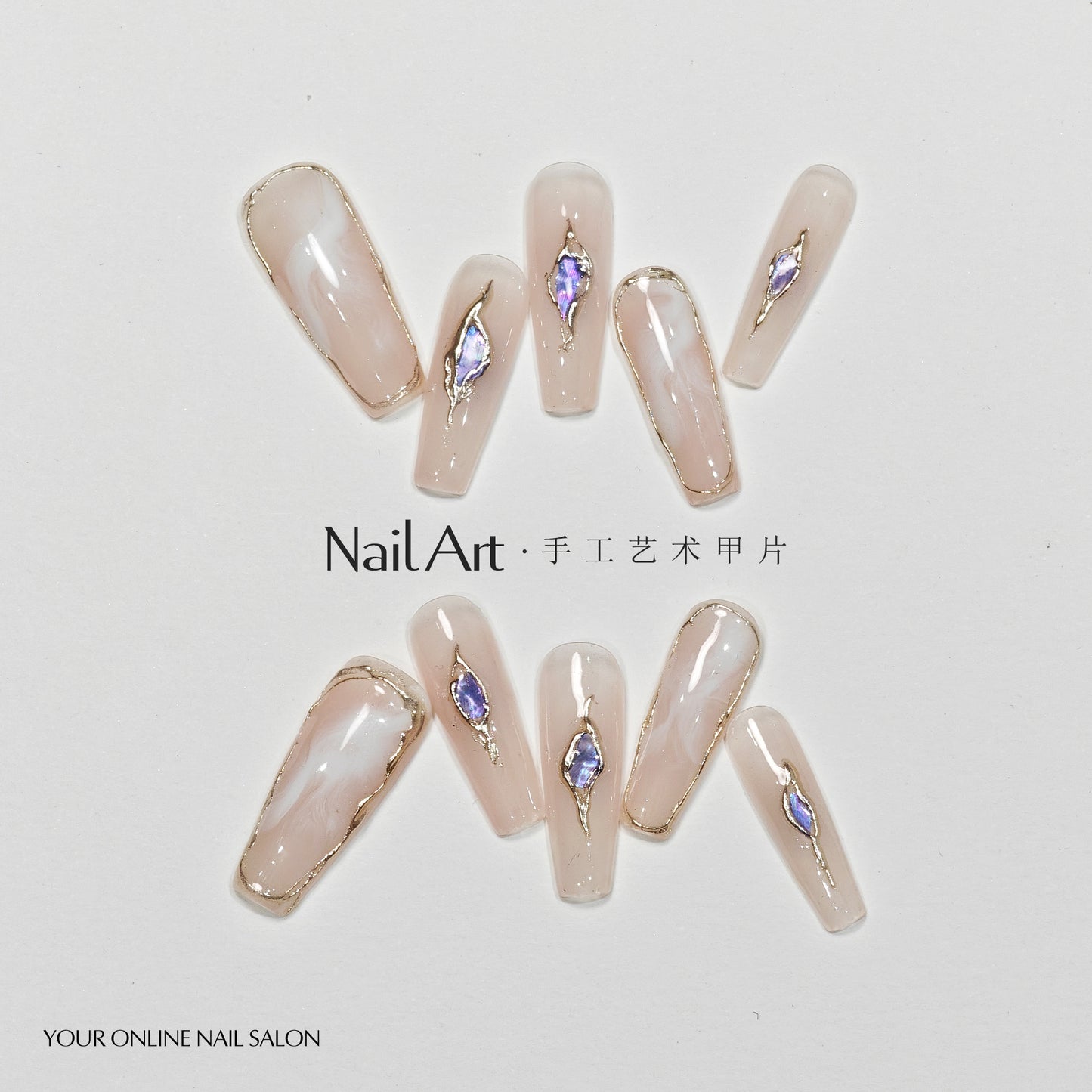 Handmade Wear Armor High-Grade White Autumn Short Handmade Nail Stickers Boutique Fake Nail Tip Stall Wholesale