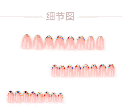 Yiwu Nail Patch Wear Armor French Shining Diamond Gem Flash Nail Shimmering Powder Nail Tip Can Be Repeated Fake Nails