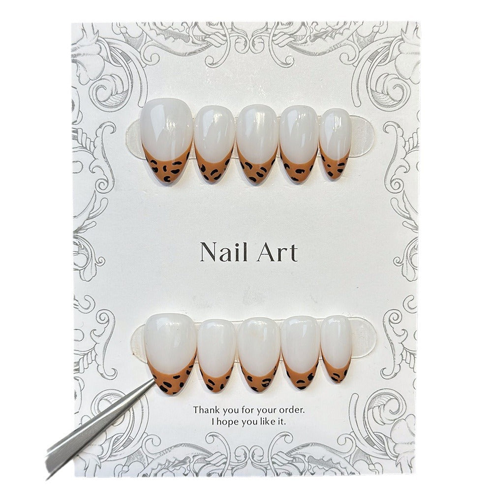 French Almond Short Nail Removable Fake Nail Patch