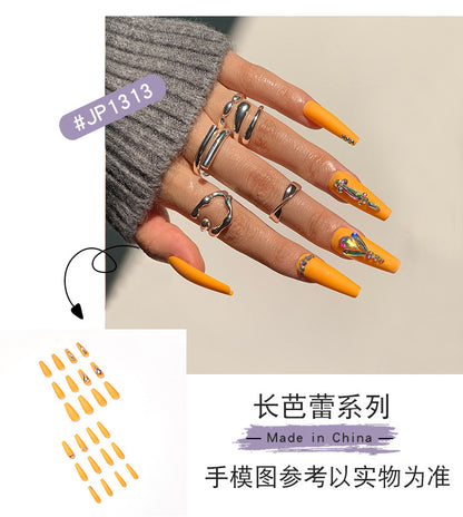 Full Diamond Series Wear Nail Orange Nail Beauty Rhinestone Temperament Manicure Cross-Border Nail Patch press on nail