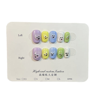 Handmade Manicure Short Cartoon Hand-Painted Cute Style Fake Nails Nail Stickers Wear Nail Wholesale