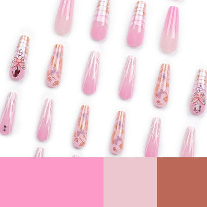 Pink Super Long Nail Art Fake Nails Ballet Nail Shaped