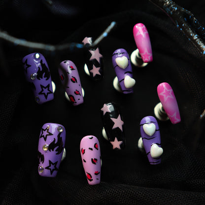 New Nail Beauty Patch Wear Armor Summer ins Wind Y2K Sweet Cool Hot Girl Leopard Print Stars Heart Flame Detachable