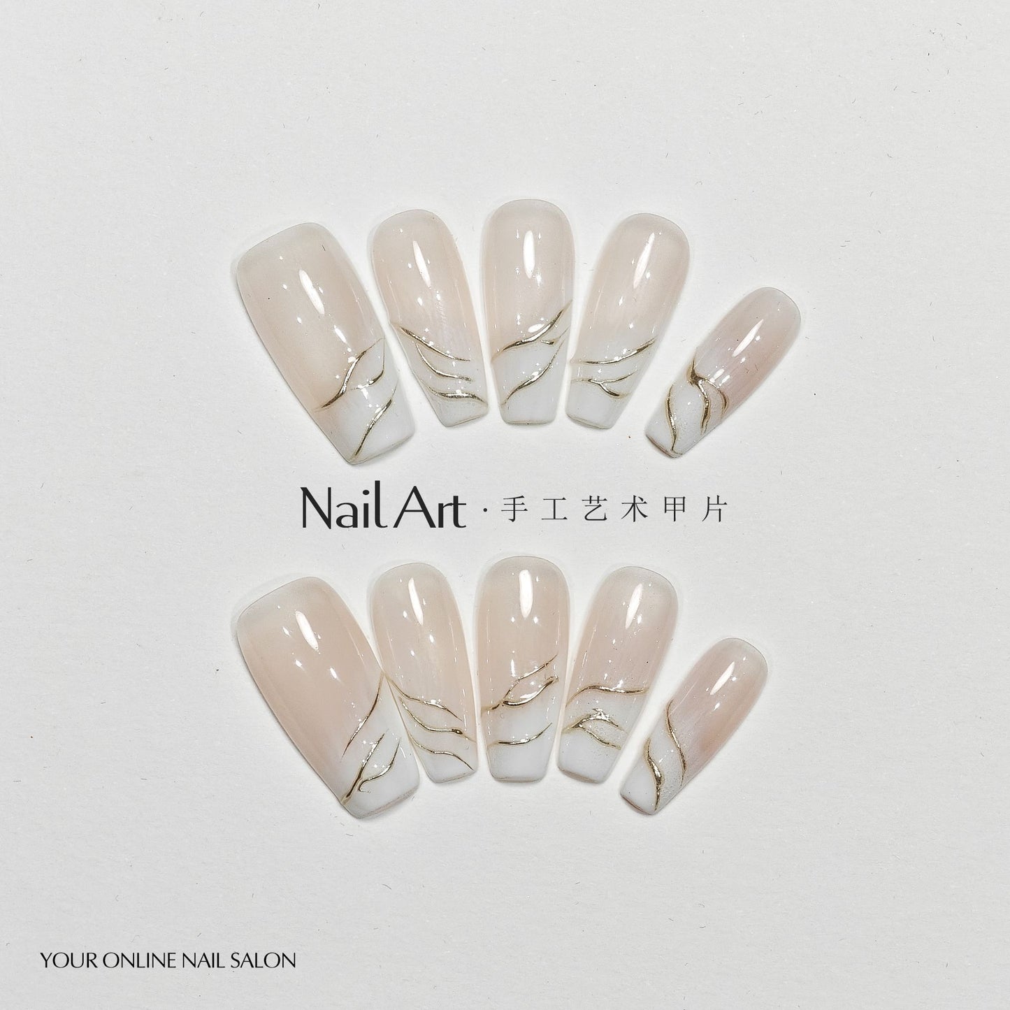 Handmade Wear Nail Autumn High-Grade French Short Milky White Blooming White Hand Wear Nail Tip Manicure