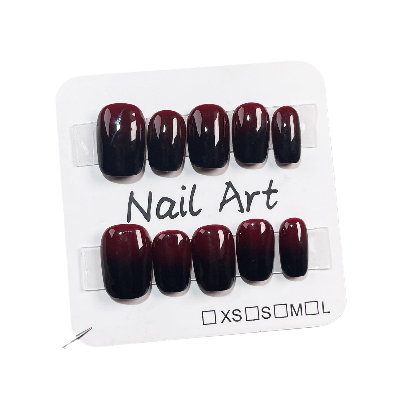 Handmade Wear Nail Cherry Red and Black Spray Gun Gradient Simple and Short Nail Stickers Wearable Nail Sticker