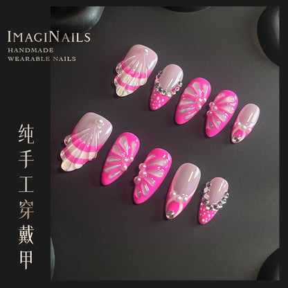 Hot Selling in Europe and America~3D Three-Dimensional Carved Almond Nail Handmade Wear Nail