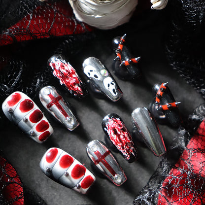 New Nail Beauty Patch Wear Armor Advanced Cross Bloody Snakeskin Rivet Y2K Hot Girl Three-Dimensional Dark Girl