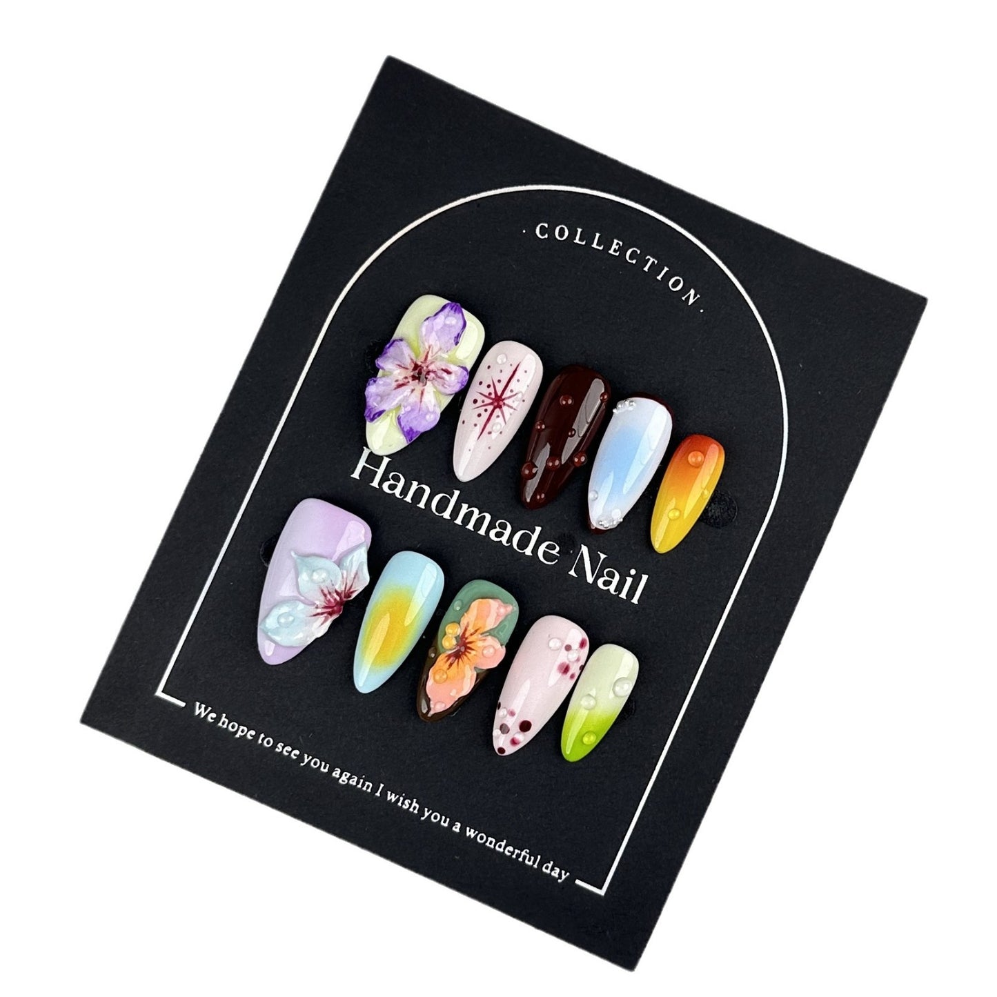 European and American Almond Nail Handmade Carved Wear Nail Tip Nail Stickers Autumn and Winter New Factory Wholesale Mid-Length