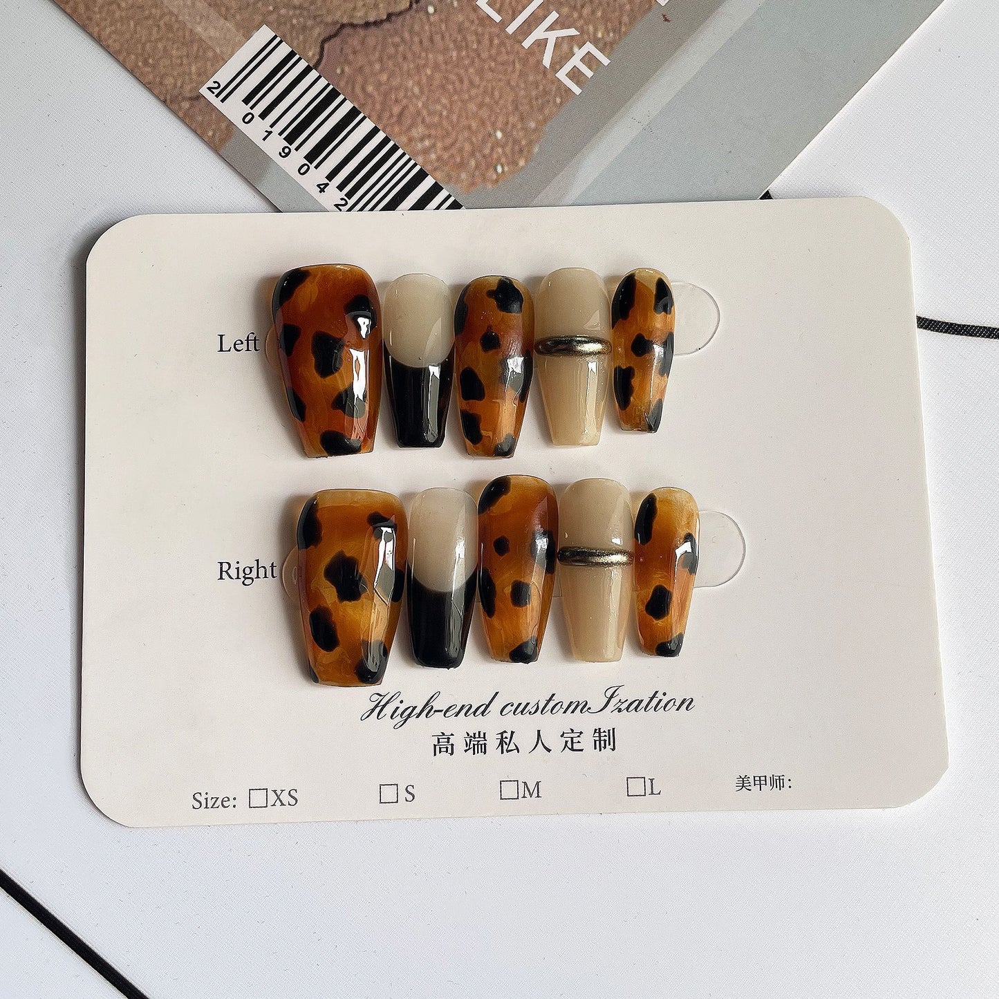 Handmade Wear Armor Leopard Print French Nail Stickers Wearable Nail Sticker Nail Sticker Detachable