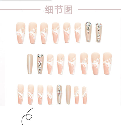 Nail Tips Rhinestone Long Ballet Wear Nail Finished Product Wholesale Long Nail Wear Nail Wholesale Nail Piece nails