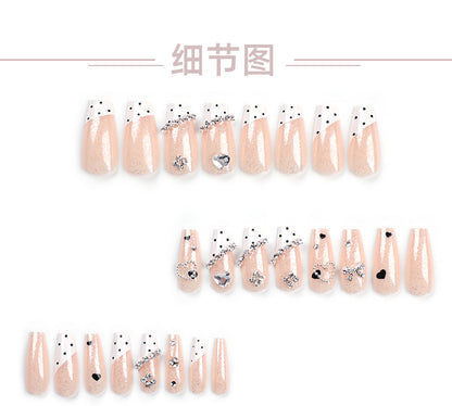 Rhinestone Flash Bow Cows Pattern Dot Wear Nail Wholesale Xiaohongshu Love Glitter Ice Transparent Nail Tips